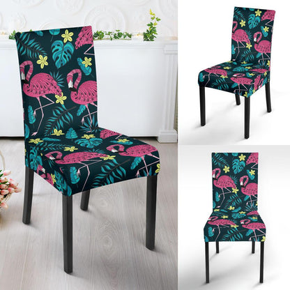 Flamingo Print Pattern Dining Chair Slipcover-JORJUNE.COM