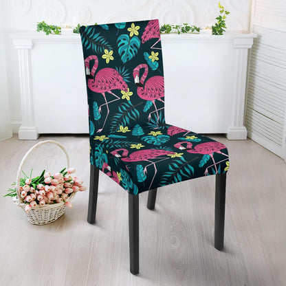 Flamingo Print Pattern Dining Chair Slipcover-JORJUNE.COM
