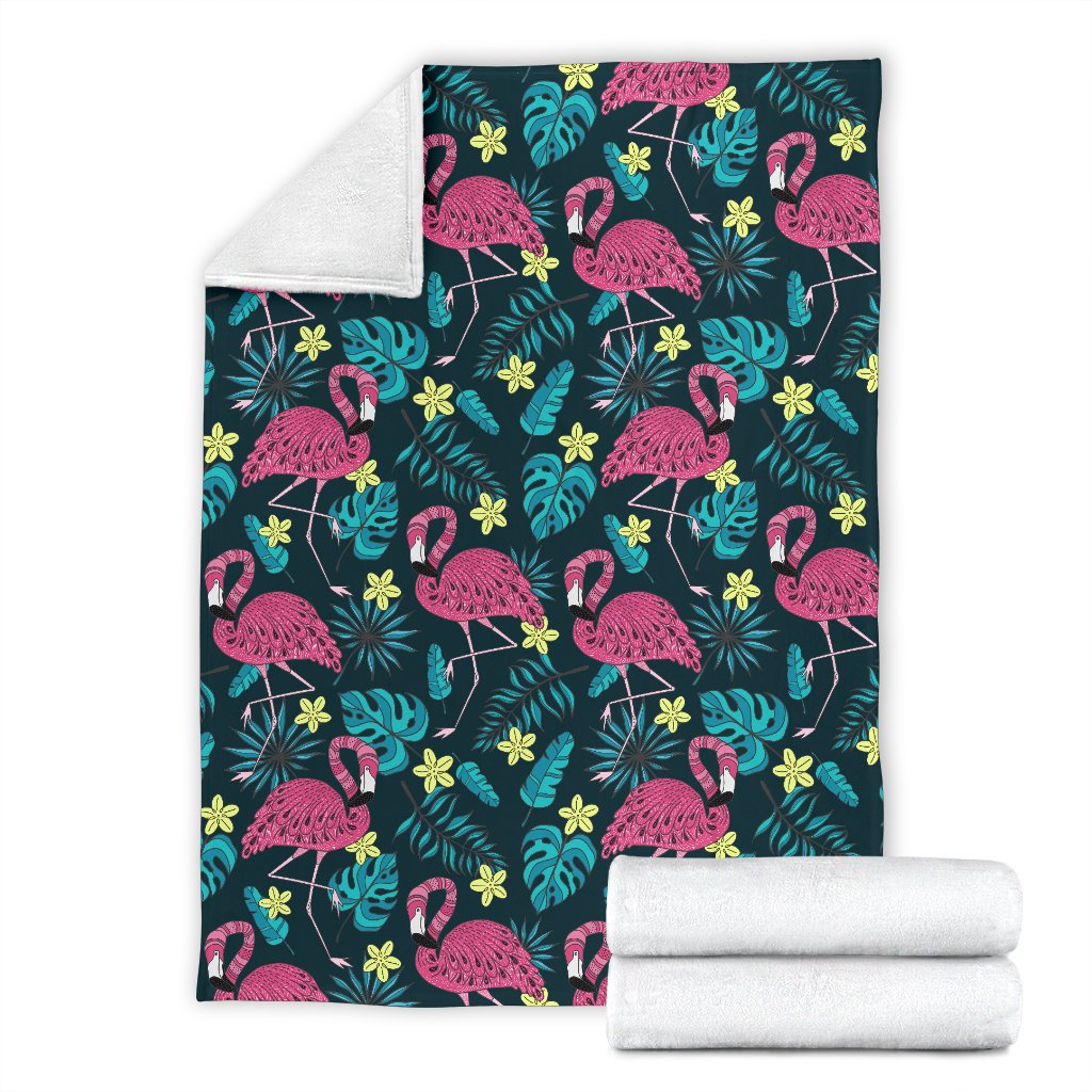 Flamingo Print Pattern Fleece Blanket