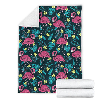Flamingo Print Pattern Fleece Blanket