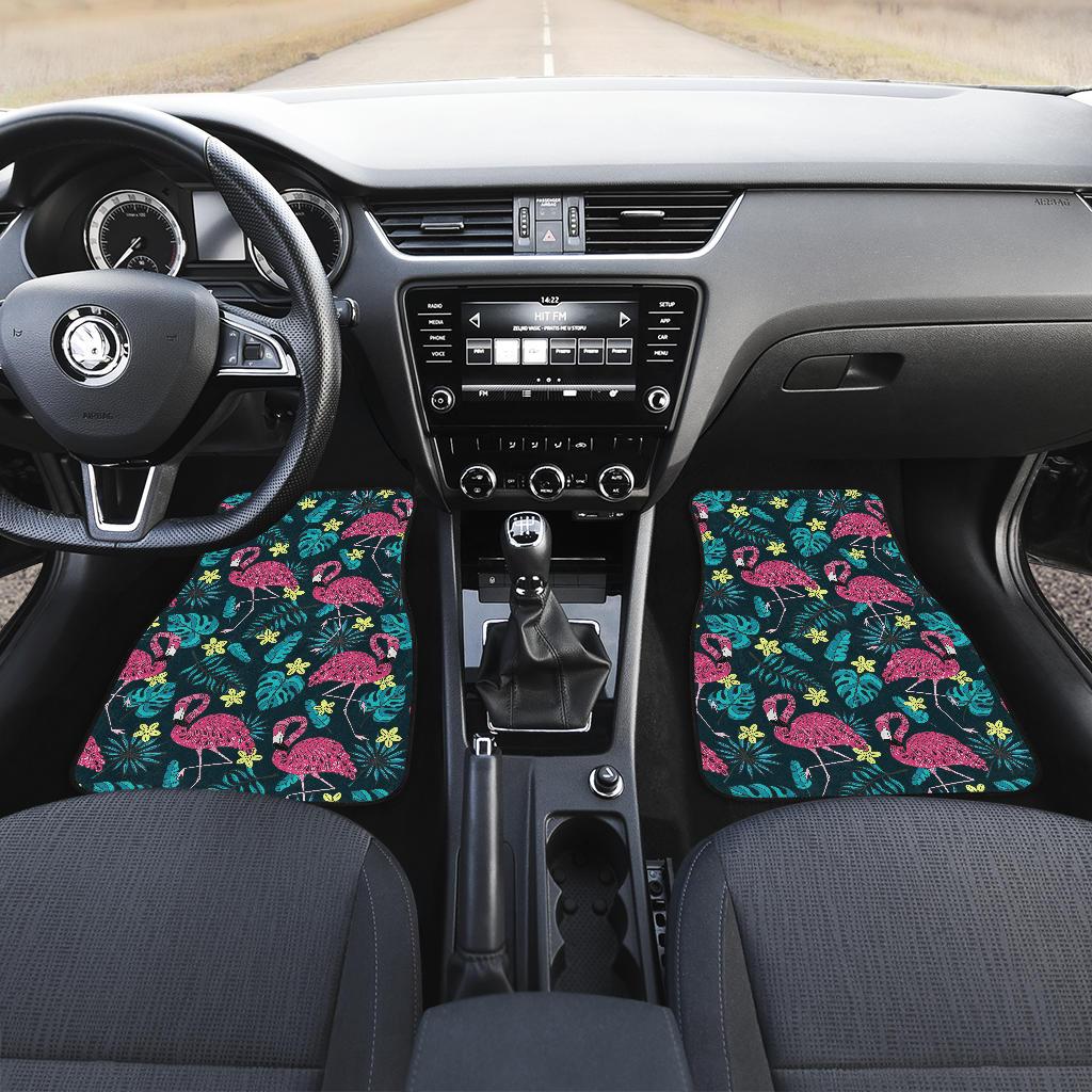 Flamingo Print Pattern Front and Back Car Floor Mats