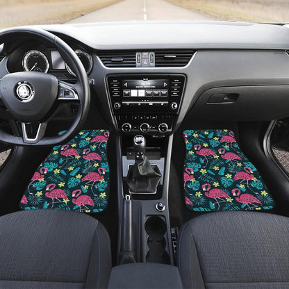 Flamingo Print Pattern Front and Back Car Floor Mats
