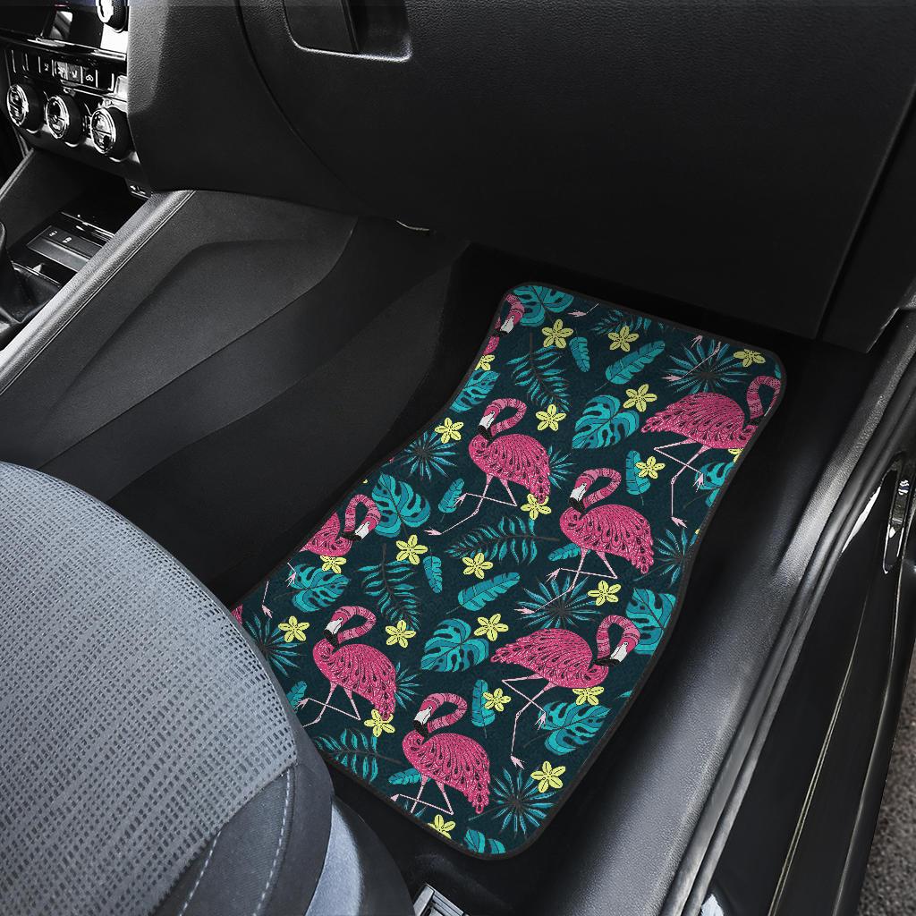 Flamingo Print Pattern Front and Back Car Floor Mats