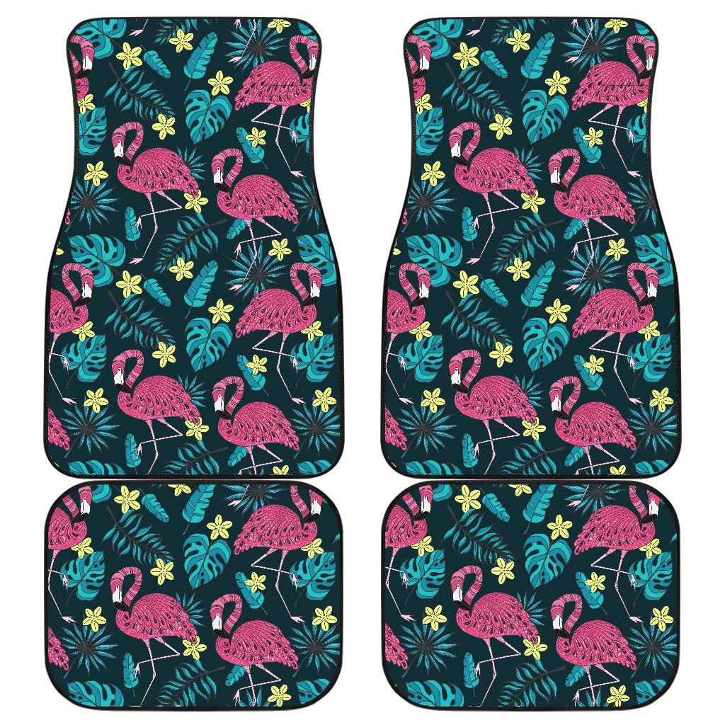 Flamingo Print Pattern Front and Back Car Floor Mats