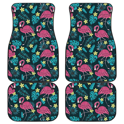 Flamingo Print Pattern Front and Back Car Floor Mats