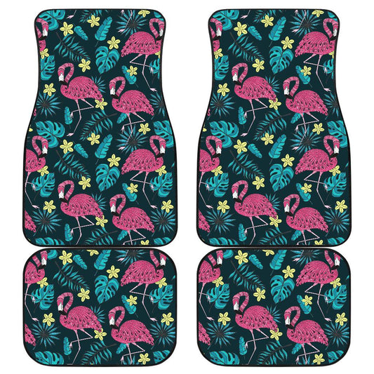Flamingo Print Pattern Front and Back Car Floor Mats