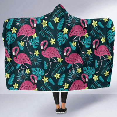 Flamingo Print Pattern Hooded Blanket-JORJUNE.COM