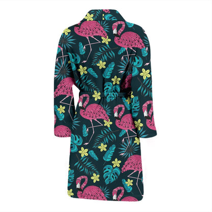 Flamingo Print Pattern Men Bath Robe