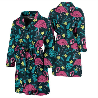 Flamingo Print Pattern Men Bath Robe