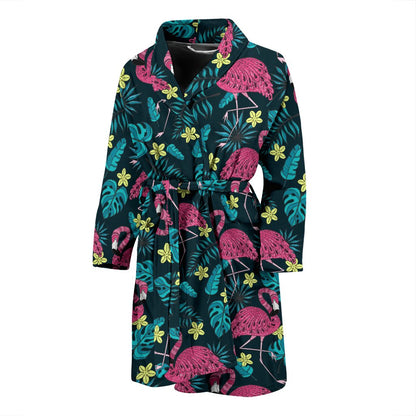 Flamingo Print Pattern Men Bath Robe