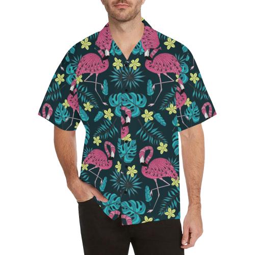 Flamingo Print Pattern Men Hawaiian Shirt