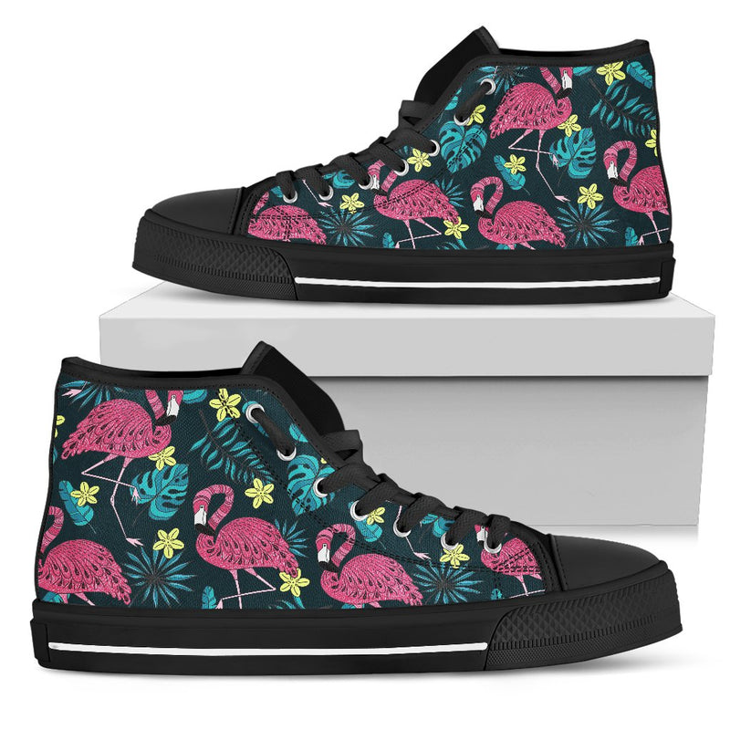 Flamingo Print Pattern Men High Top Shoes