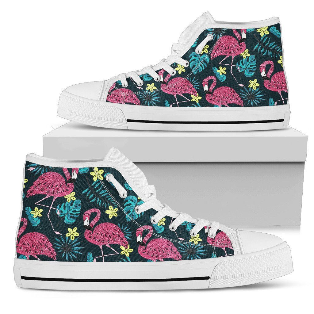 Flamingo Print Pattern Men High Top Shoes