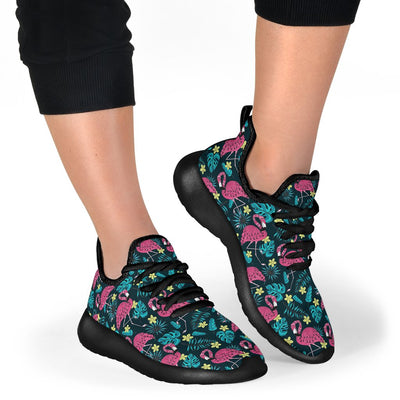 Flamingo Print Pattern Mesh Knit Sneakers Shoes