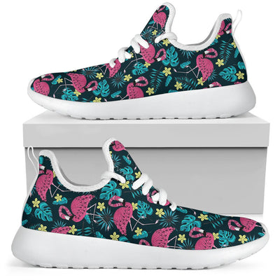 Flamingo Print Pattern Mesh Knit Sneakers Shoes