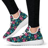 Flamingo Print Pattern Mesh Knit Sneakers Shoes