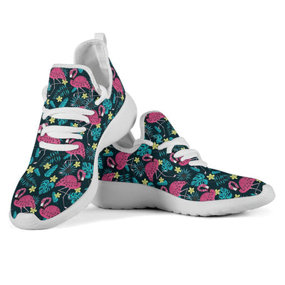 Flamingo Print Pattern Mesh Knit Sneakers Shoes