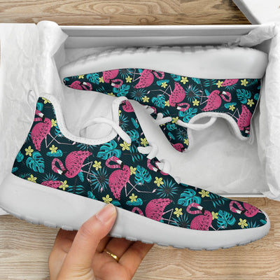 Flamingo Print Pattern Mesh Knit Sneakers Shoes