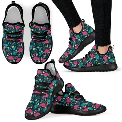 Flamingo Print Pattern Mesh Knit Sneakers Shoes