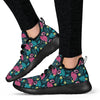 Flamingo Print Pattern Mesh Knit Sneakers Shoes