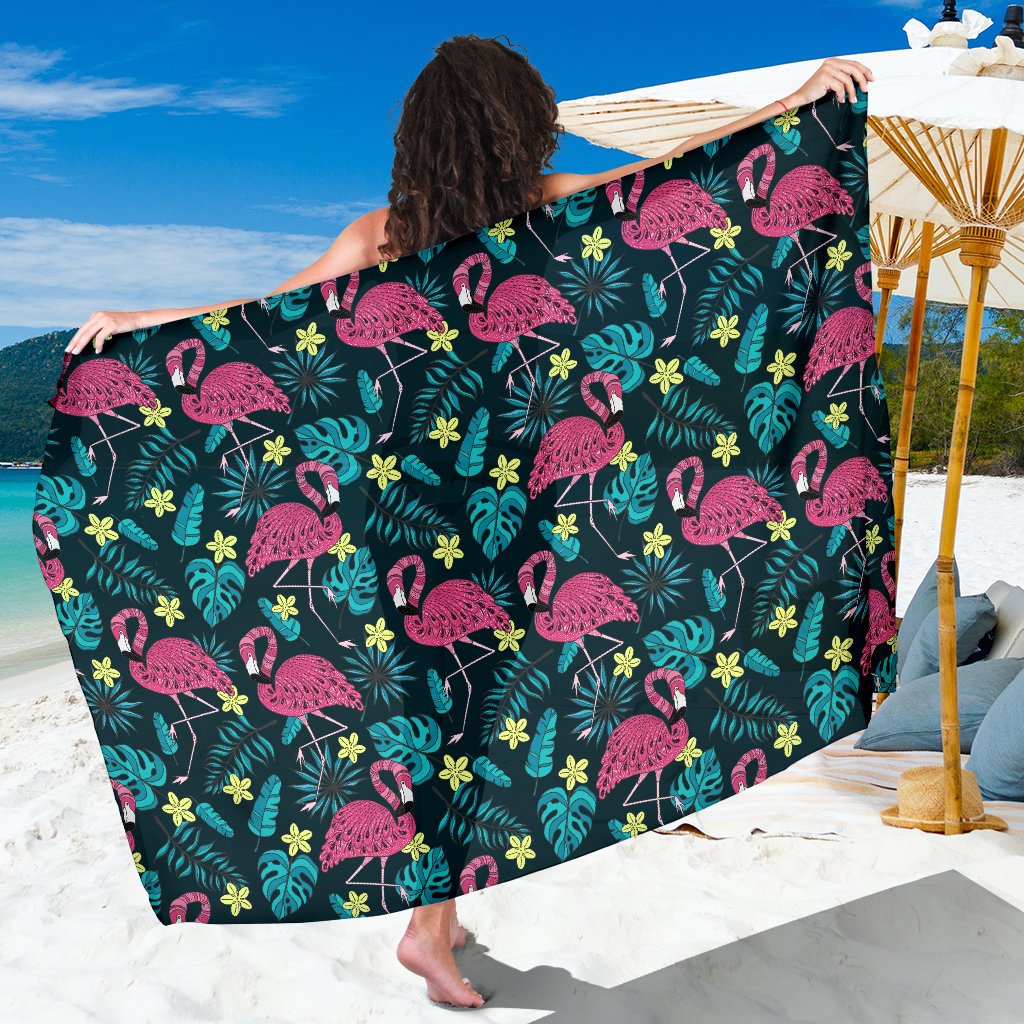 Flamingo Print Pattern Sarong Pareo Wrap