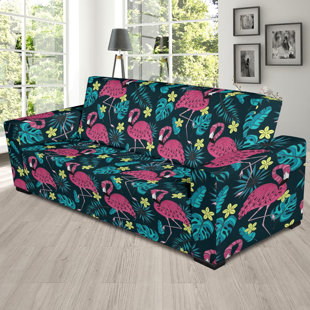 Flamingo Print Pattern Sofa Slipcover-JORJUNE.COM