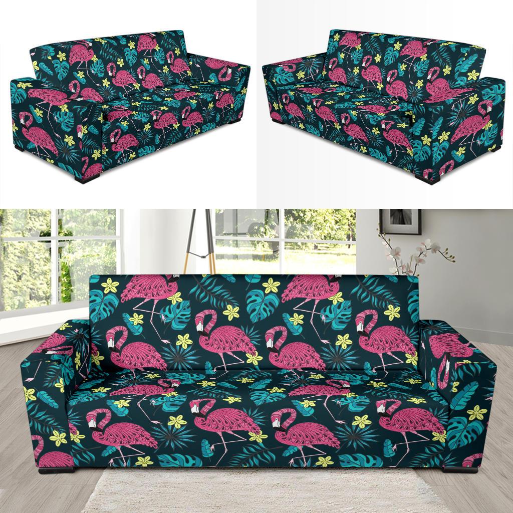 Flamingo Print Pattern Sofa Slipcover-JORJUNE.COM