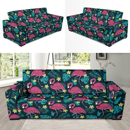 Flamingo Print Pattern Sofa Slipcover-JORJUNE.COM