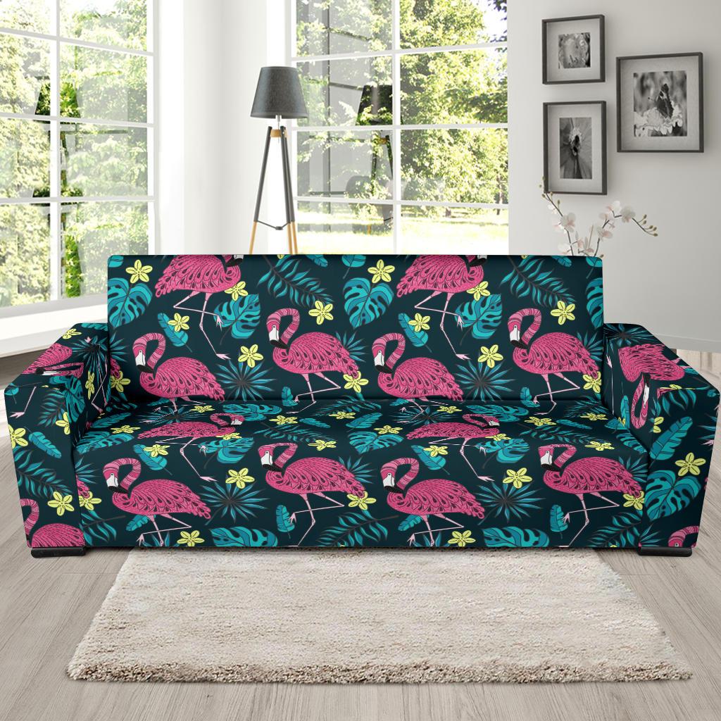 Flamingo Print Pattern Sofa Slipcover-JORJUNE.COM