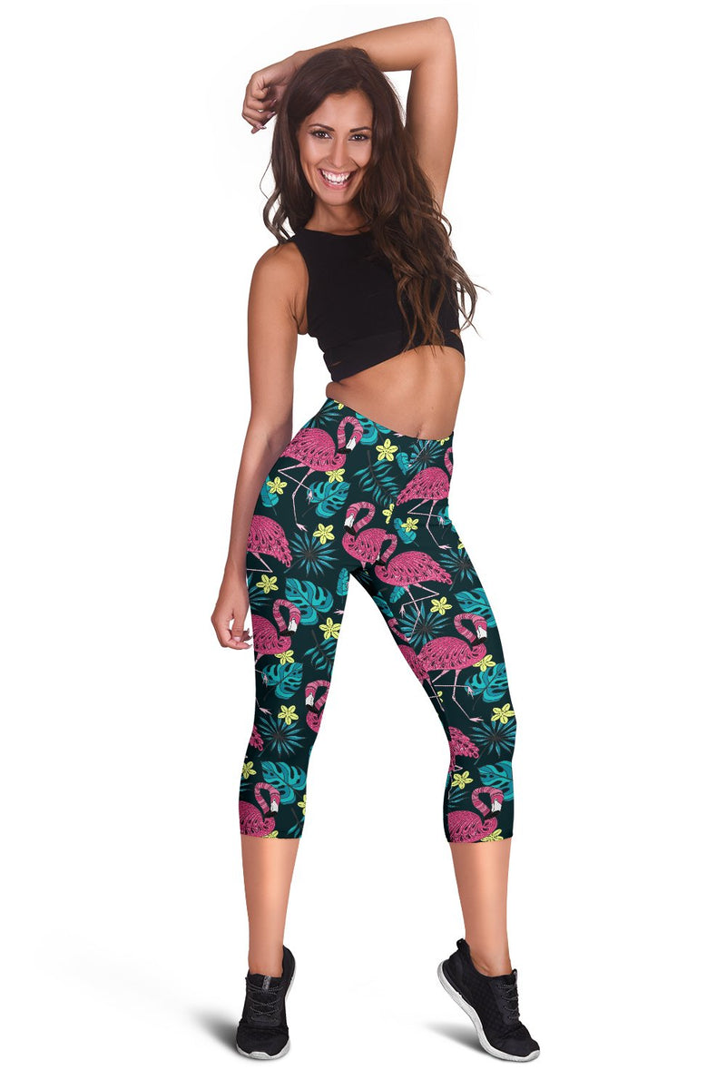 Flamingo Print Pattern Women Capris