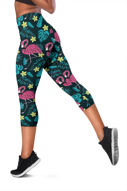 Flamingo Print Pattern Women Capris