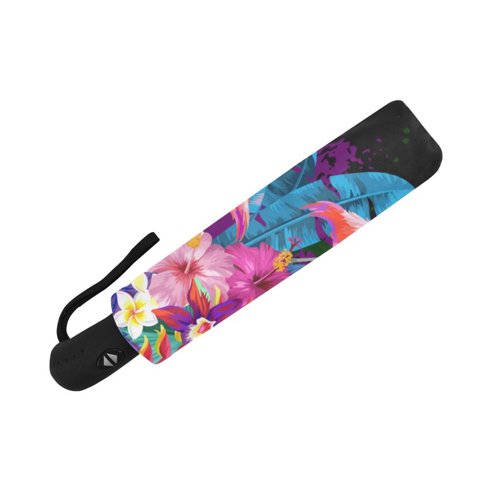 Flamingo Purple Jungle Automatic Foldable Umbrella