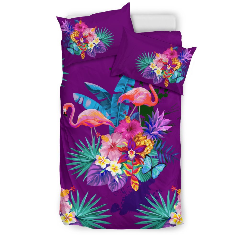 Flamingo Tropical Flower Duvet Cover Bedding Set