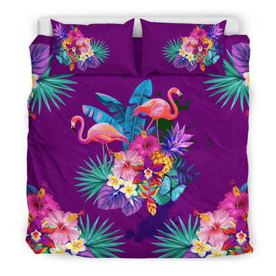 Flamingo Tropical Flower Duvet Cover Bedding Set