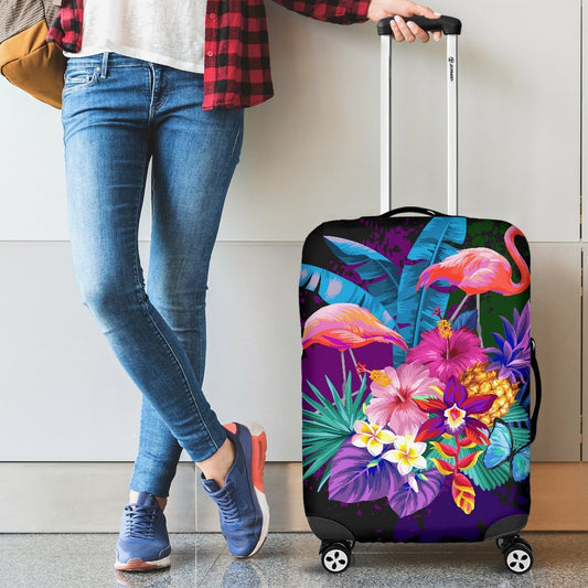 Flamingo Tropical Flower Luggage Cover Protector