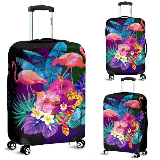 Flamingo Tropical Flower Luggage Cover Protector