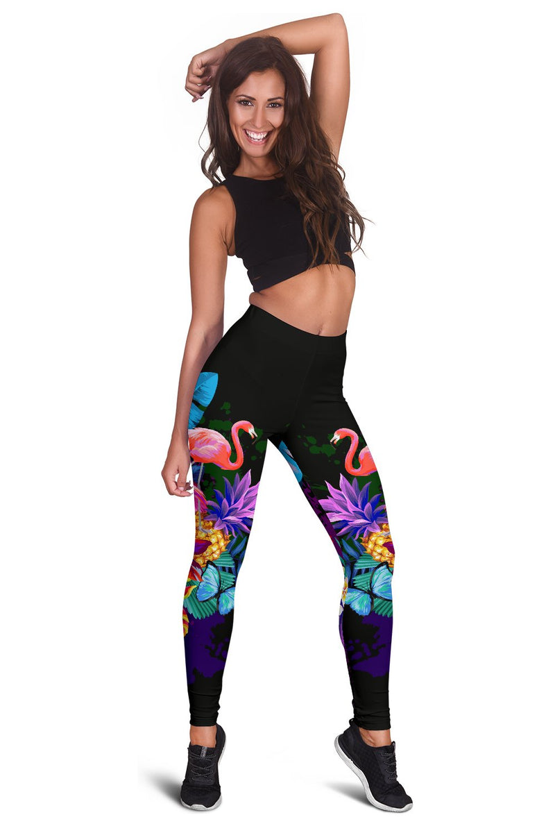 Flamingo Purple Jungle Women Leggings