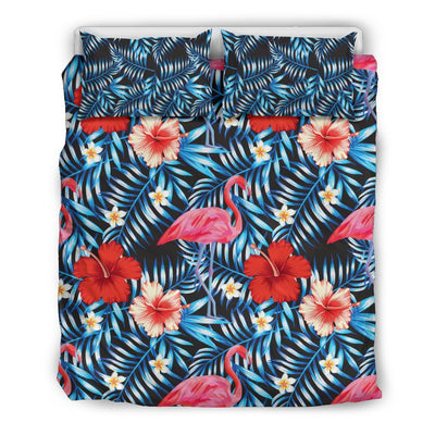 Flamingo Red Hibiscus Duvet Cover Bedding Set