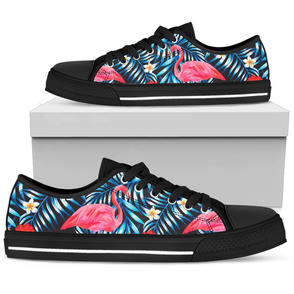 Flamingo Red Hibiscus Men Low Top Canvas Shoes