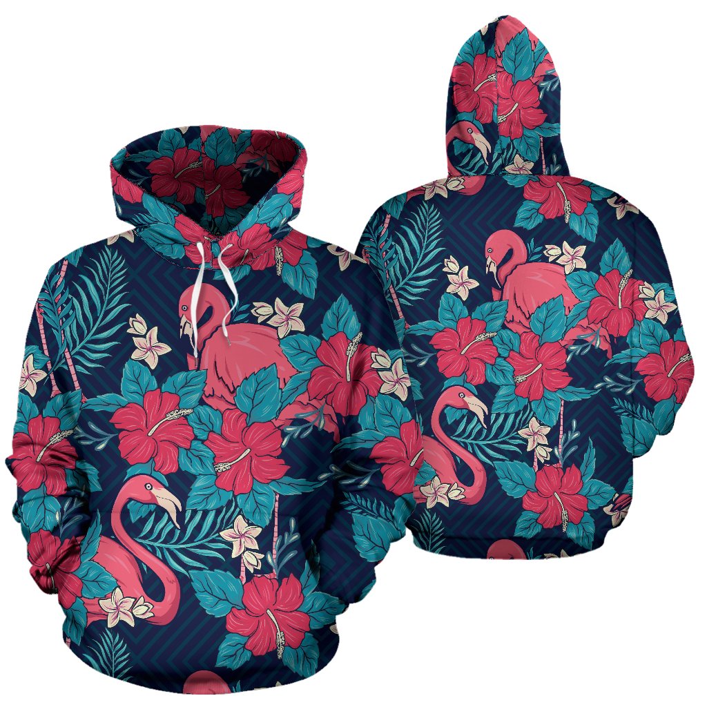 Flamingo Red Hibiscus Pattern All Over Print Hoodie