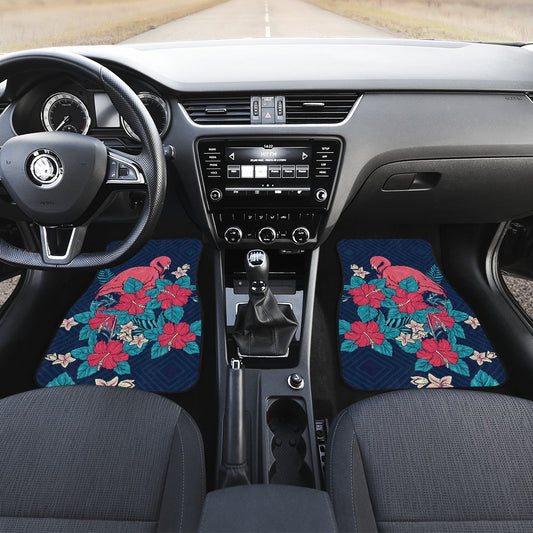 Flamingo Red Hibiscus Pattern Car Floor Mats