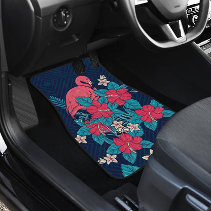 Flamingo Red Hibiscus Pattern Car Floor Mats