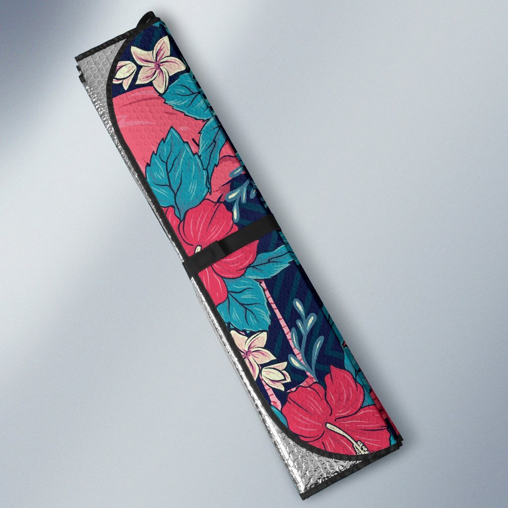Flamingo Red Hibiscus Pattern Car Sun Shade-JorJune