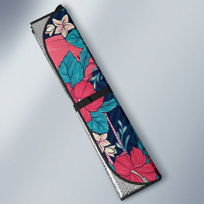 Flamingo Red Hibiscus Pattern Car Sun Shade-JorJune