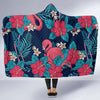 Flamingo Red Hibiscus Pattern Hooded Blanket-JORJUNE.COM