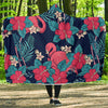 Flamingo Red Hibiscus Pattern Hooded Blanket-JORJUNE.COM