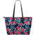 Flamingo Red Hibiscus Pattern Large Leather Tote Bag