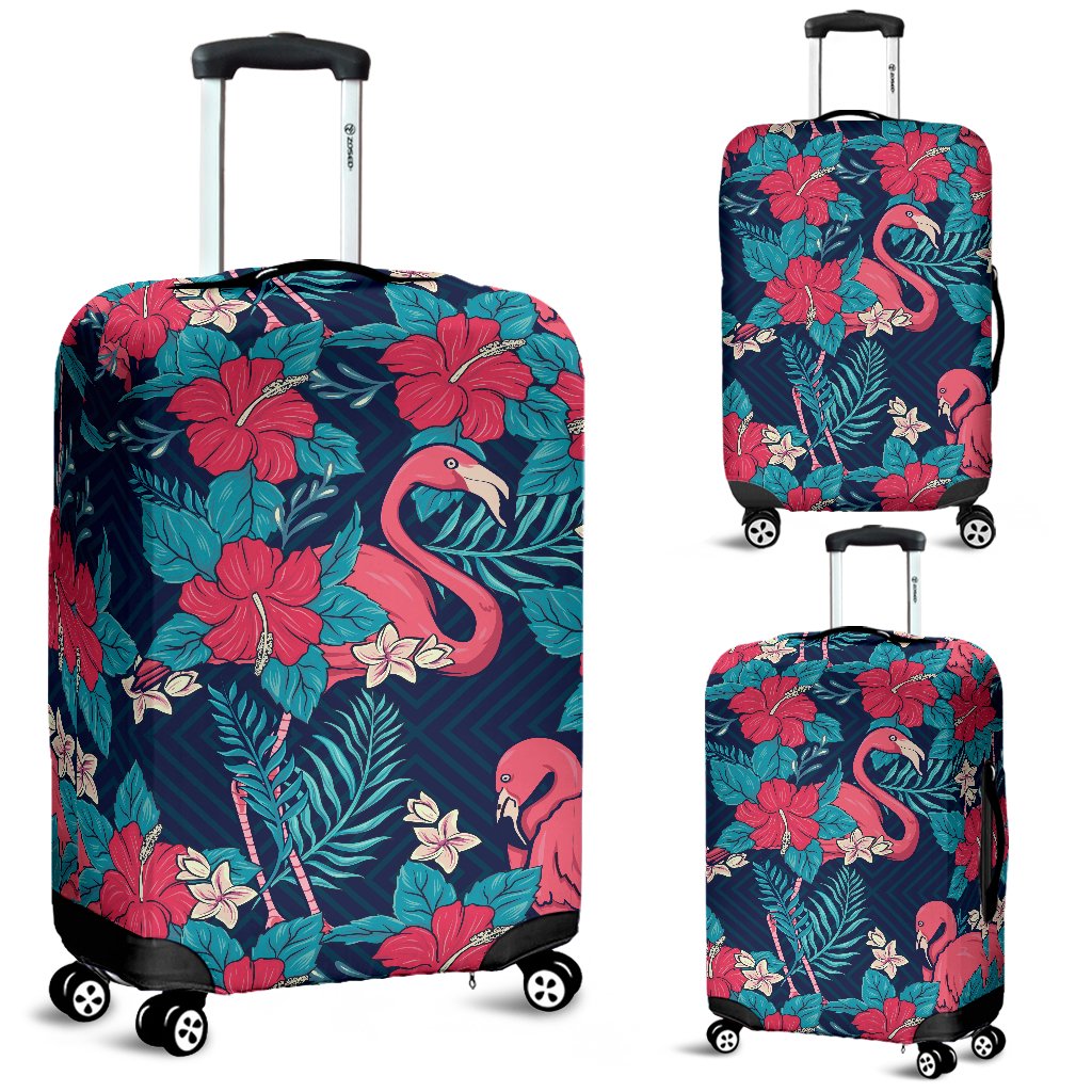 Flamingo Red Hibiscus Pattern Luggage Cover Protector