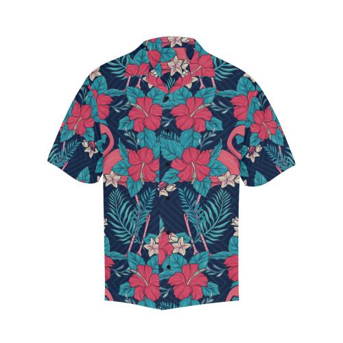 Flamingo Red Hibiscus Pattern Men Hawaiian Shirt