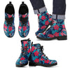 Flamingo Red Hibiscus Pattern Men Leather Boots